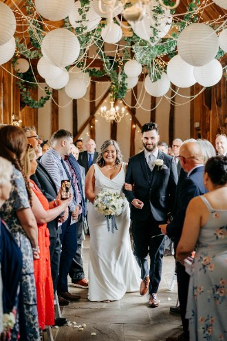 bride walking down the aisle at High House Weddings