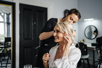Brides Getting Ready with Bridal Hair and Accessories on Wedding Day