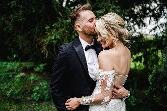 Melissa and James Bunn at their wedding at Swynford Manor