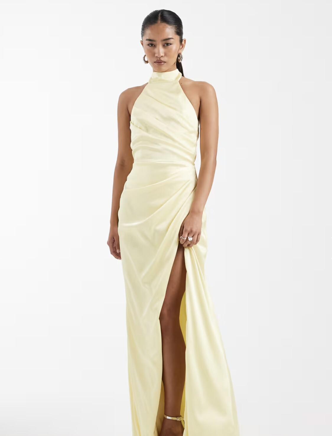 A butter yellow satin dress