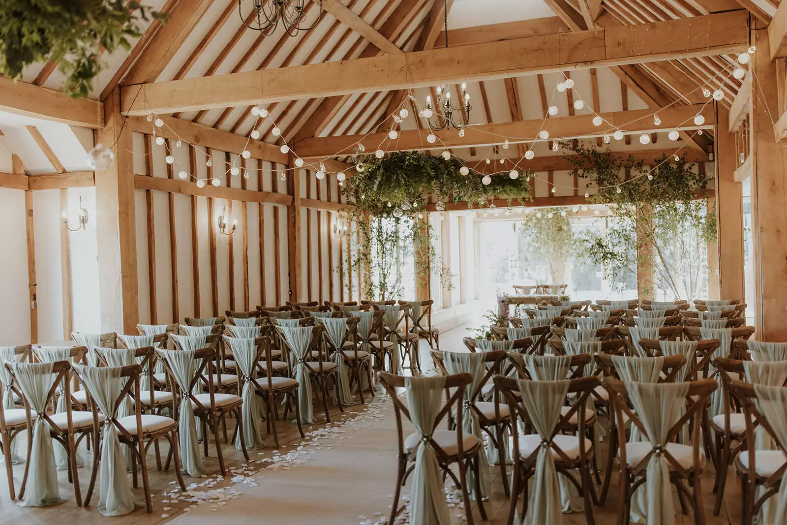 Wedding ceremony setting inside Vaulty Manor, Essex