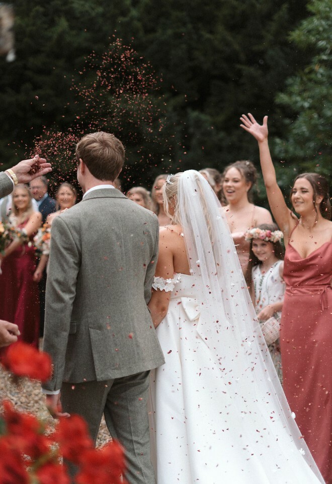 Confetti aisle after wedding ceremony at Elmhay Park