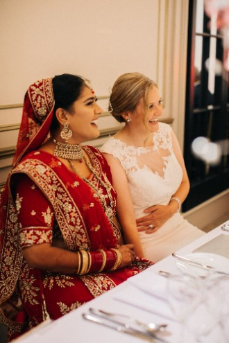 brides at top table during reception