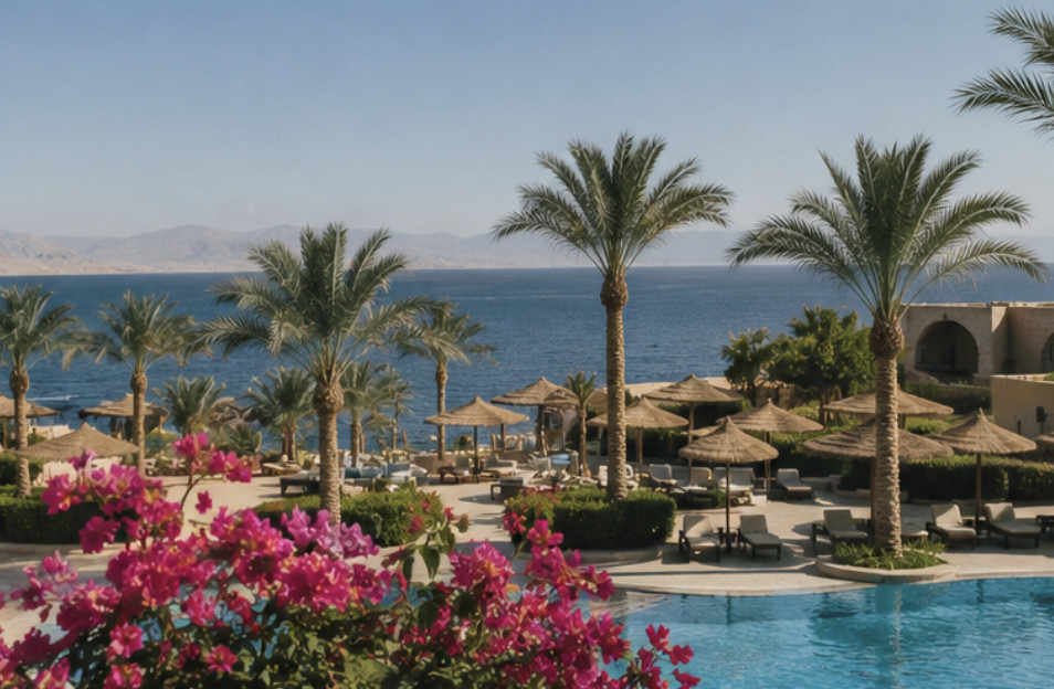 A picture of a pool in a luxury hotel