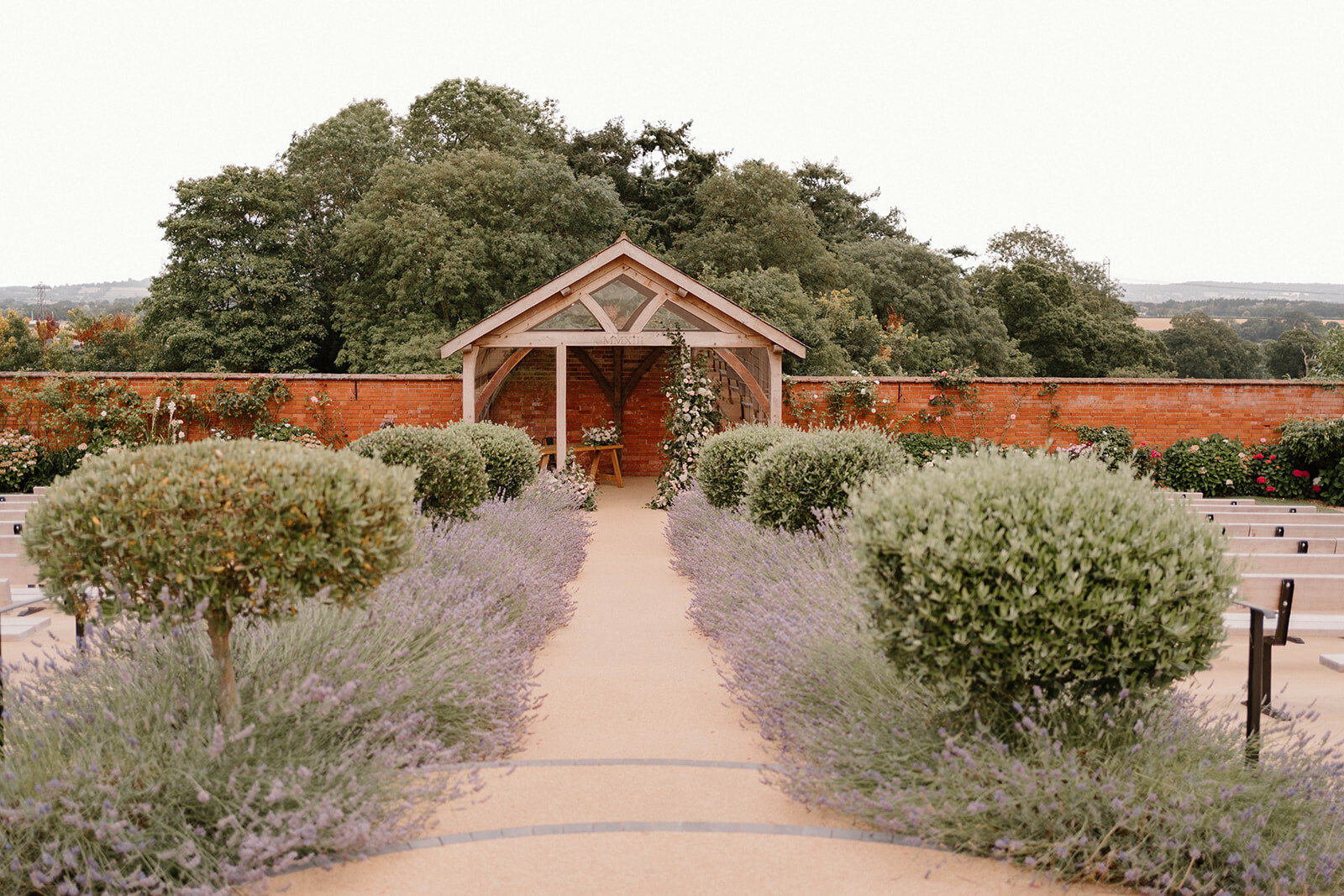 Walled garden wedding ceremony setting at Upton Barn & Walled Garden