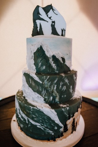 Ski slope wedding cake