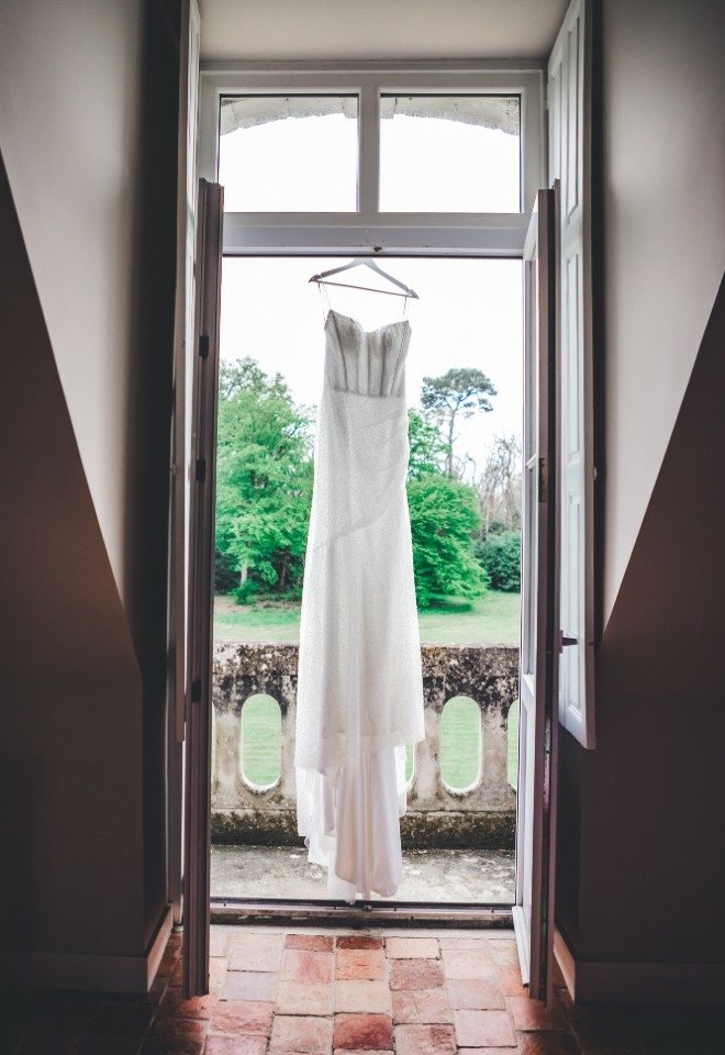 Wedding dress at Chateau Vary styled shoot