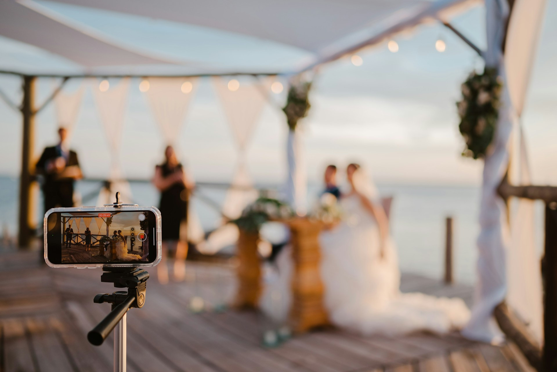 wedding being filmed on phone