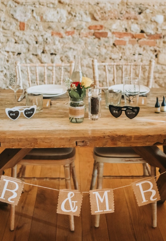 Bride and Groom Dinner Table Set Up