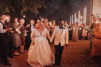 real weddings morden hall couple sparklers