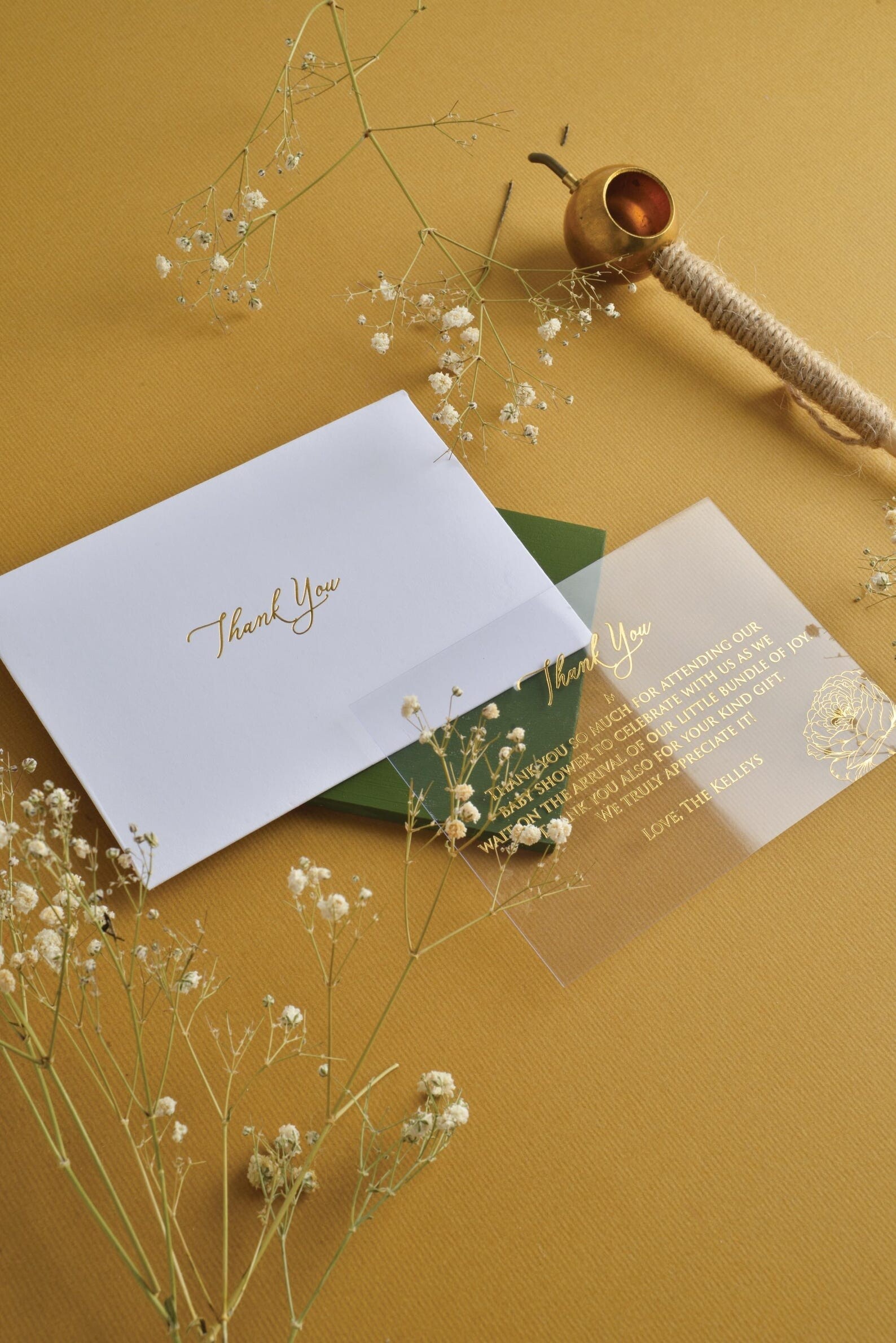 Gold Foil with Clear Acrylic Personalised Wedding Thank You Card
