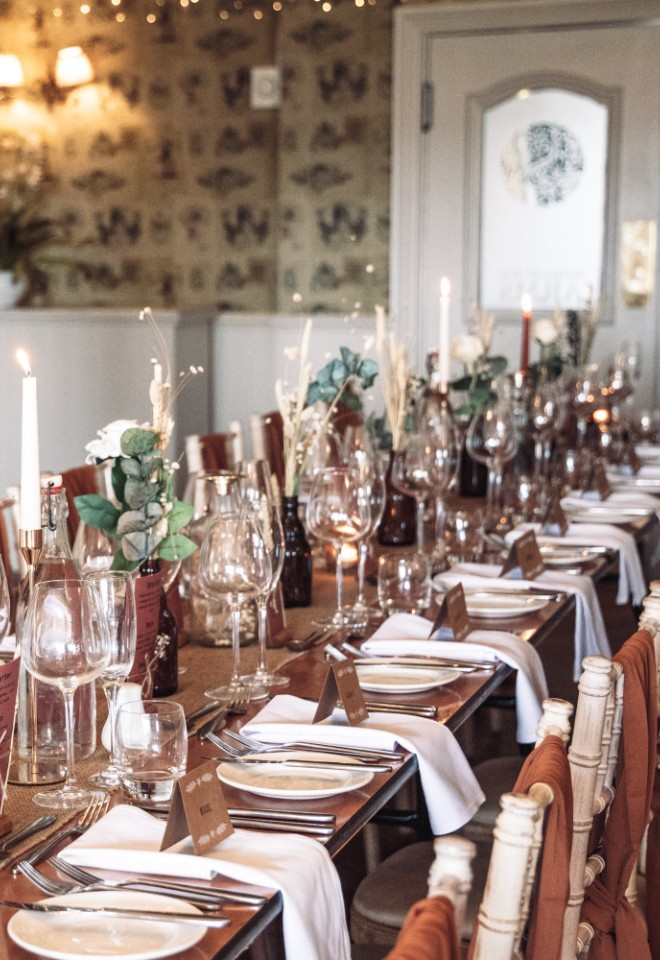 wedding table set up at Shireburn Arms in Lancashire