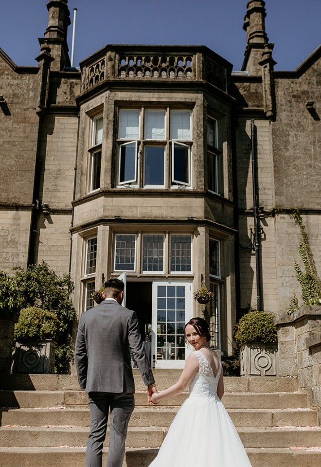 Bride and groom at Falcon Manor