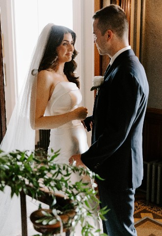 Glewstone Court Real Wedding Bride and Groom First Look