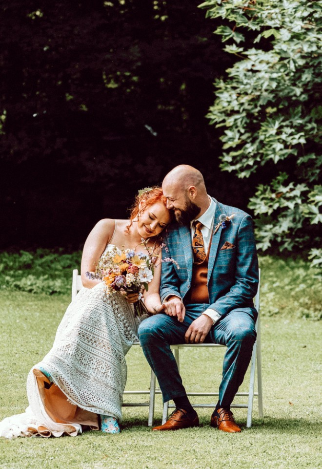 Bride and Groom during ceremony reading