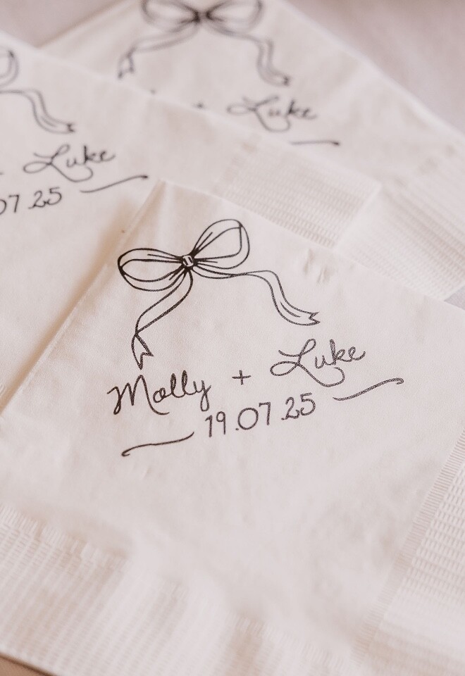 Personalised wedding napkins with handwriting like font