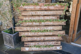 Hannah & Joshs Order of the day sign
