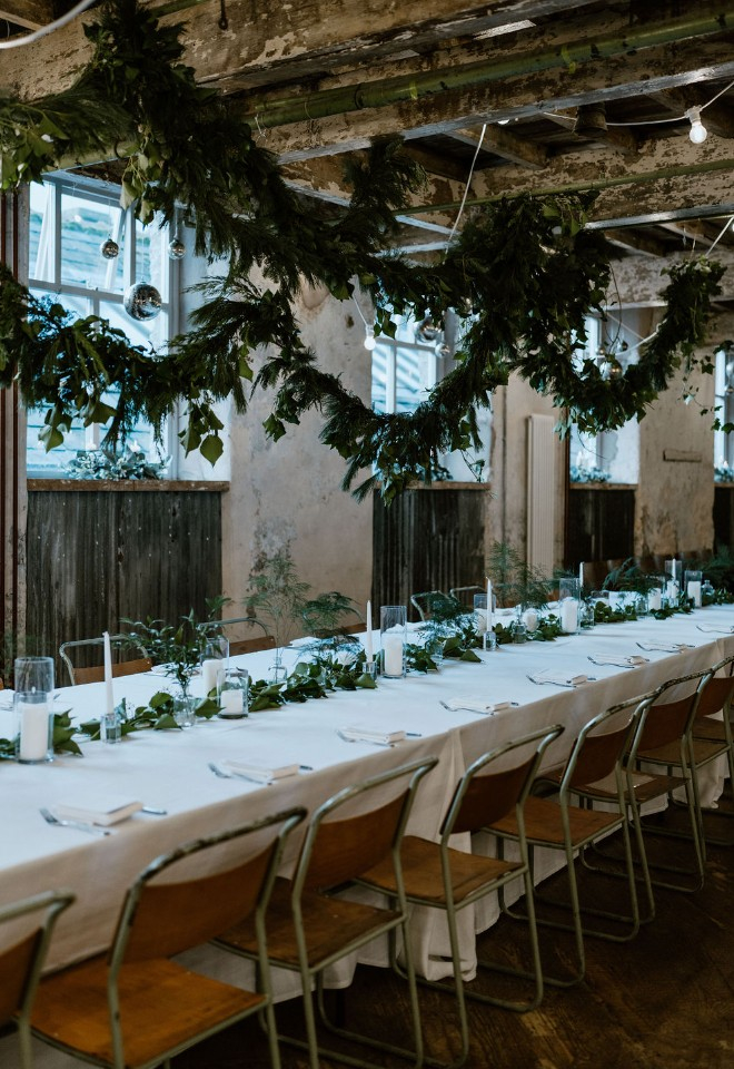 Wedding breakfast top table decoration