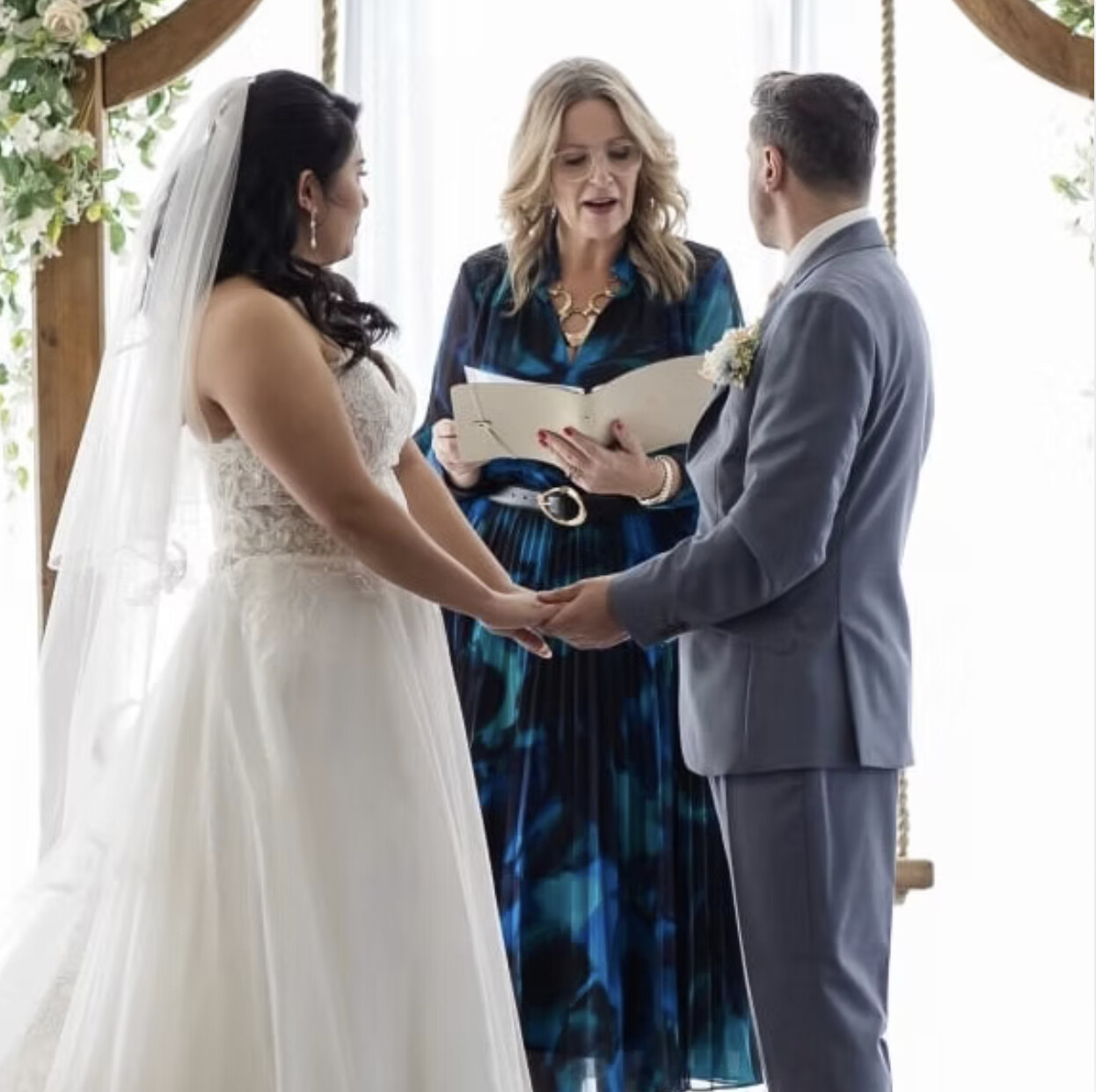 A ceremony being led by Nicola West, the celebrant 