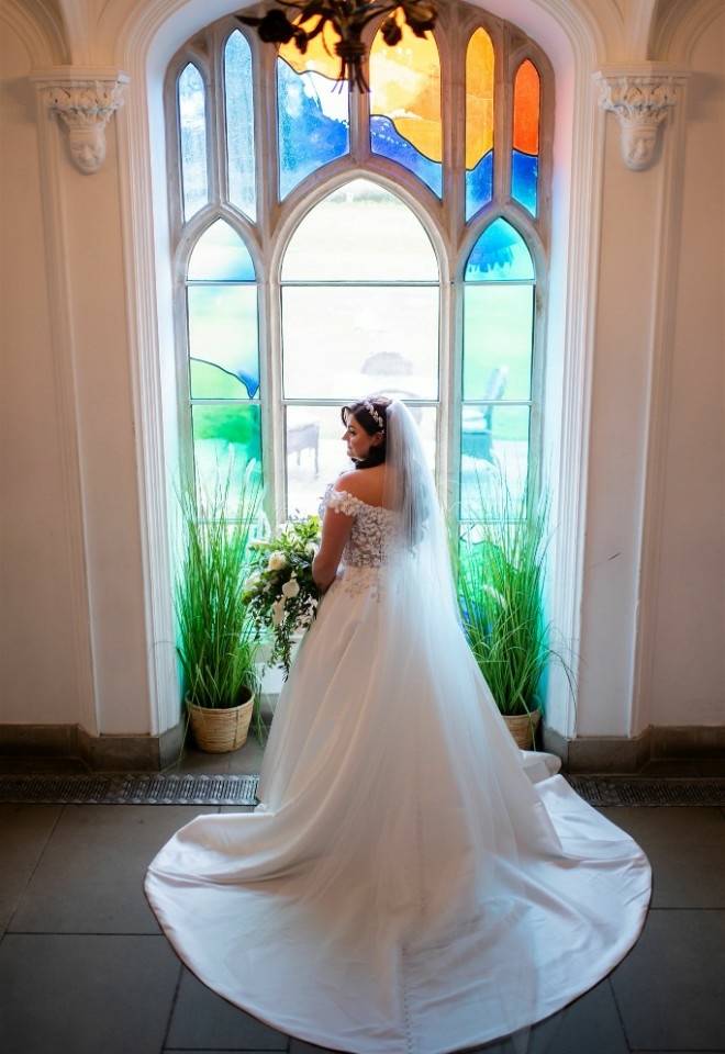 Louise on her wedding day at Missenden Abbey
