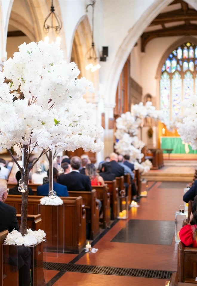 Wedding decorations at St Peter & St Pauls Church