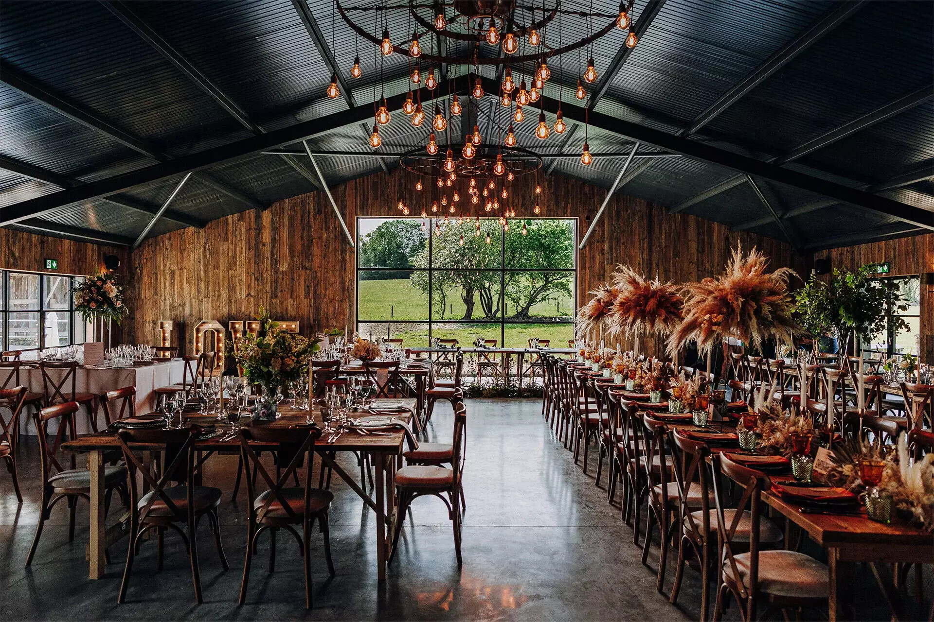 Interior of Silchester Farm wedding barn in Hampshire