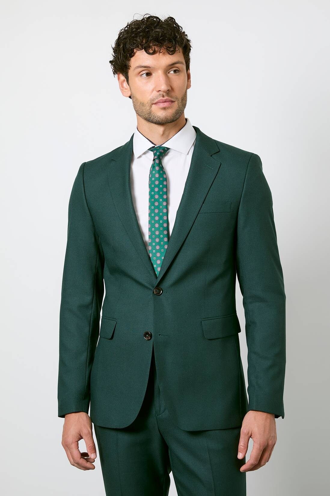 Burton London Dark Green Slim Fit Single Breasted Jacket and Slim Fit Suit Trousers