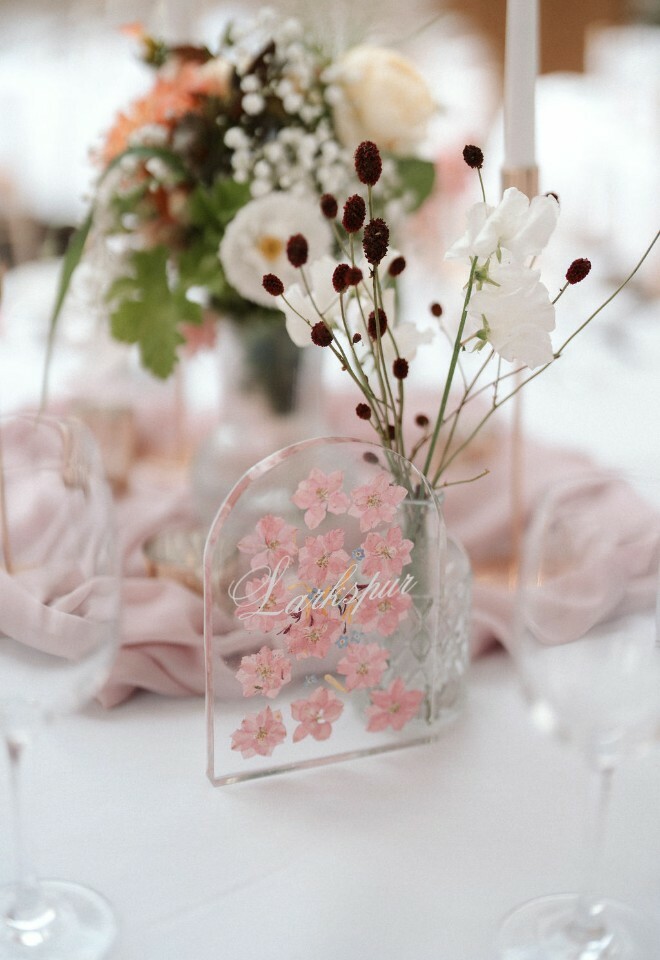 Handmade resin table name display