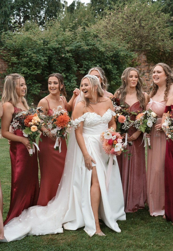 Bride with bridesmaids