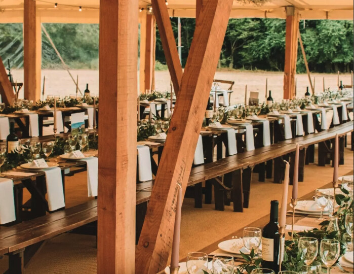 A collection of tables provided by Oxford event hire