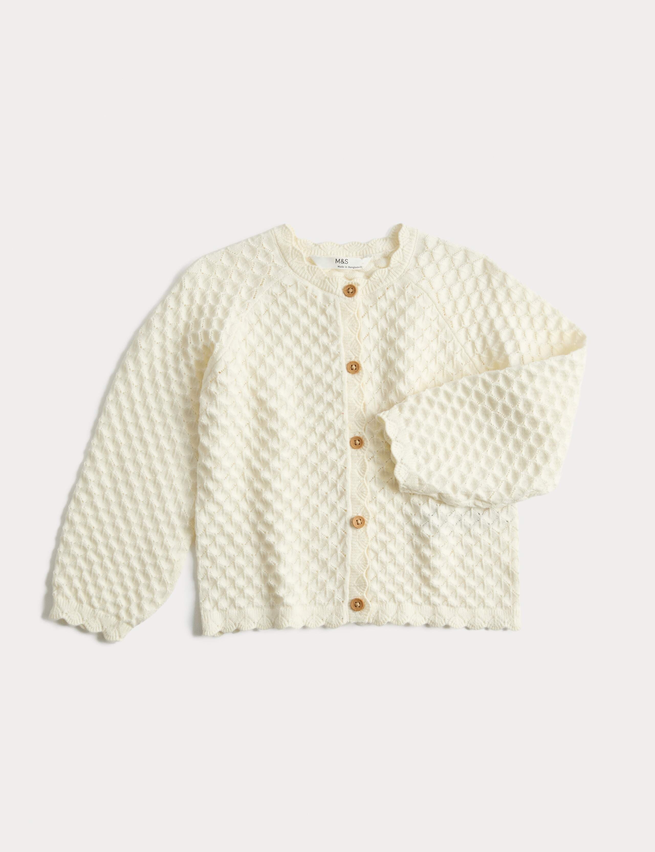 cream pointelle cotton cardigan