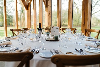 Wedding breakfast set up at The Oak Tree of Peover