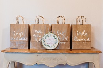 Bridemaids and flower girl brown gift bags for wedding