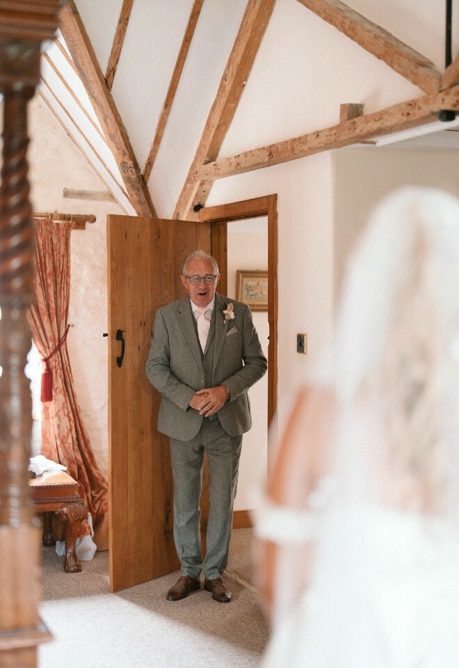 Father of the bride wedding dress reveal