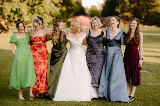 Eve and her friends on her wedding day