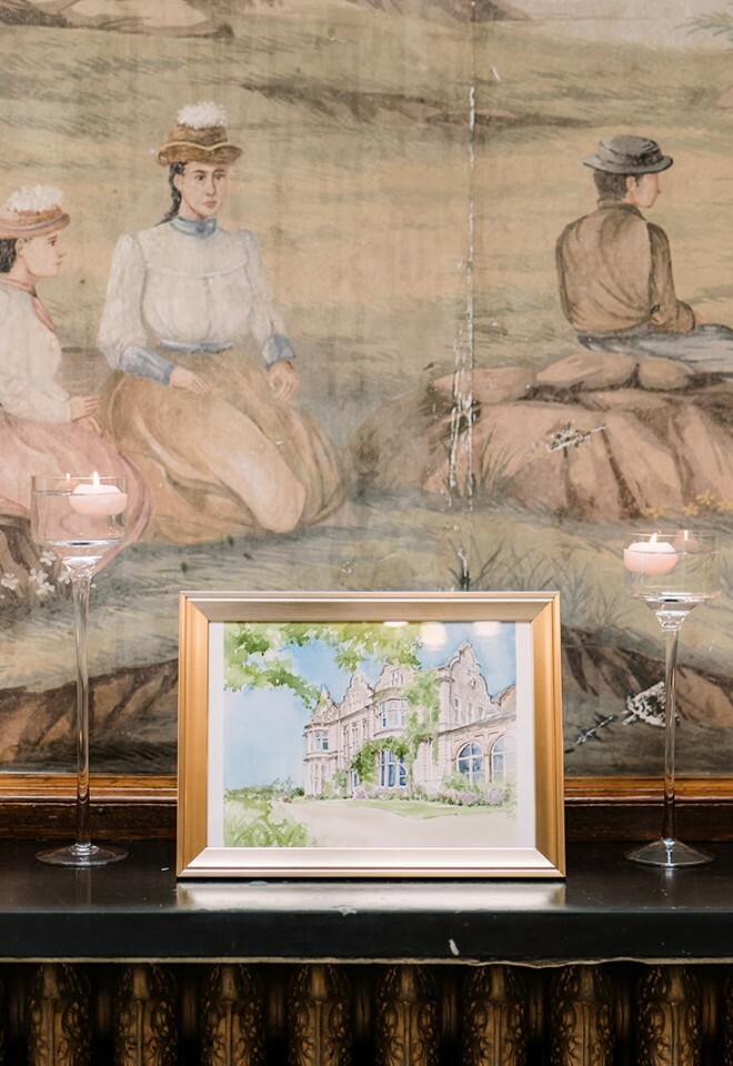 Wedding illustration at Clevedon Hall
