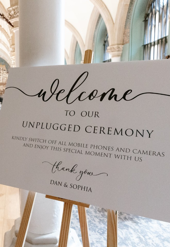 Unplugged ceremony sign