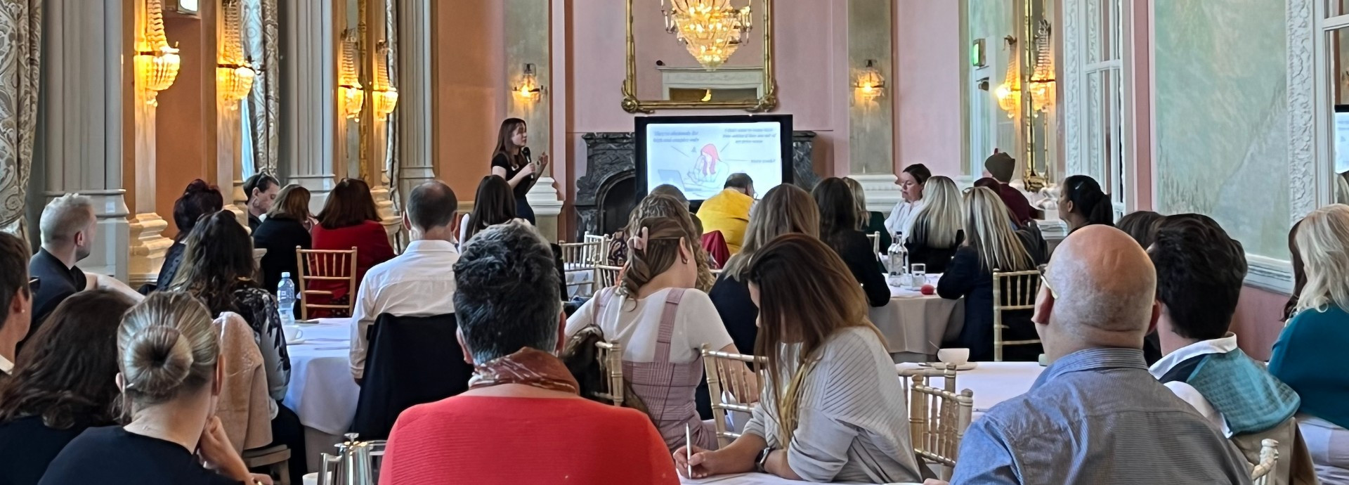 Nikita Thorne leads educational session during networking event in Buckinghamshire, Autumn 2022