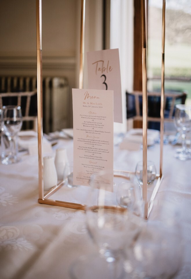 menu in centre table piece 