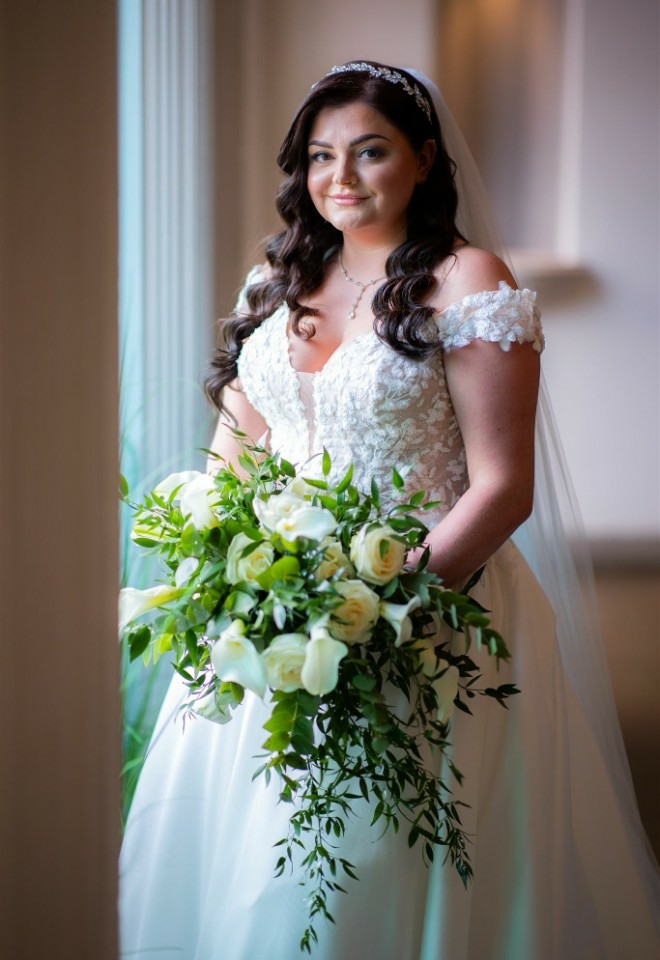 Louise on her wedding day at Missenden Abbey