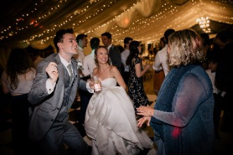 Bride and groom partying at Ardington House Wedding
