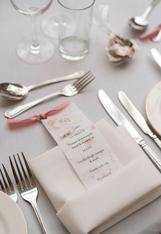 Handmade menus for wedding