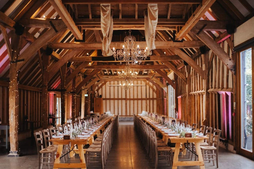 Interior of Southend Wedding Barns in West Sussex