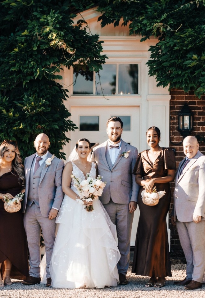 Sophie and Nathan with wedding guests
