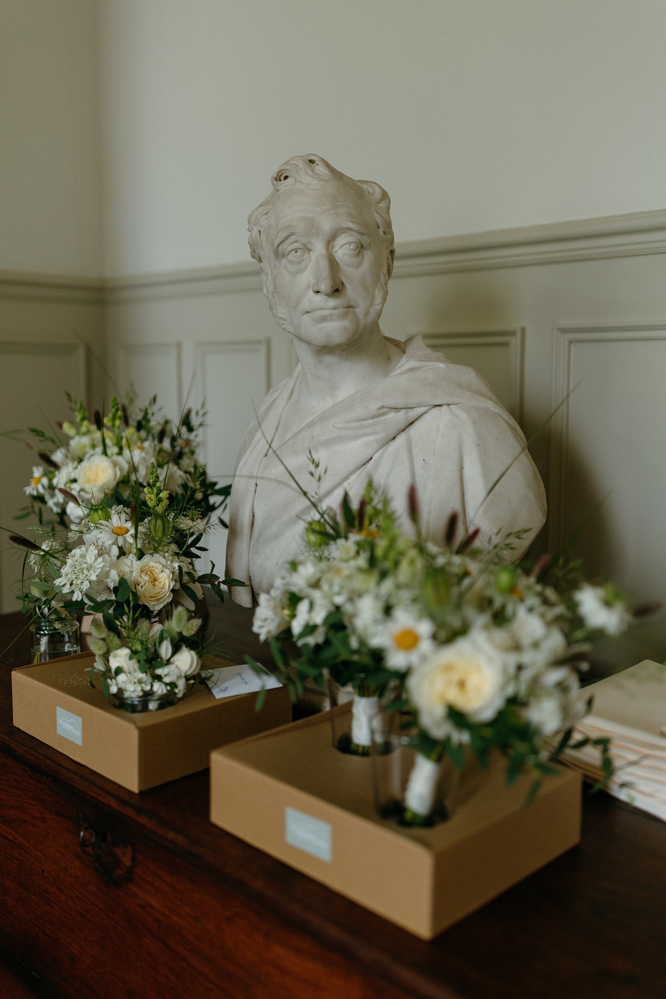 Spring wedding flowers following a butter yellow theme