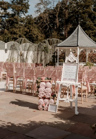Outdoor ceremony set up at Southdowns Manor West Sussex