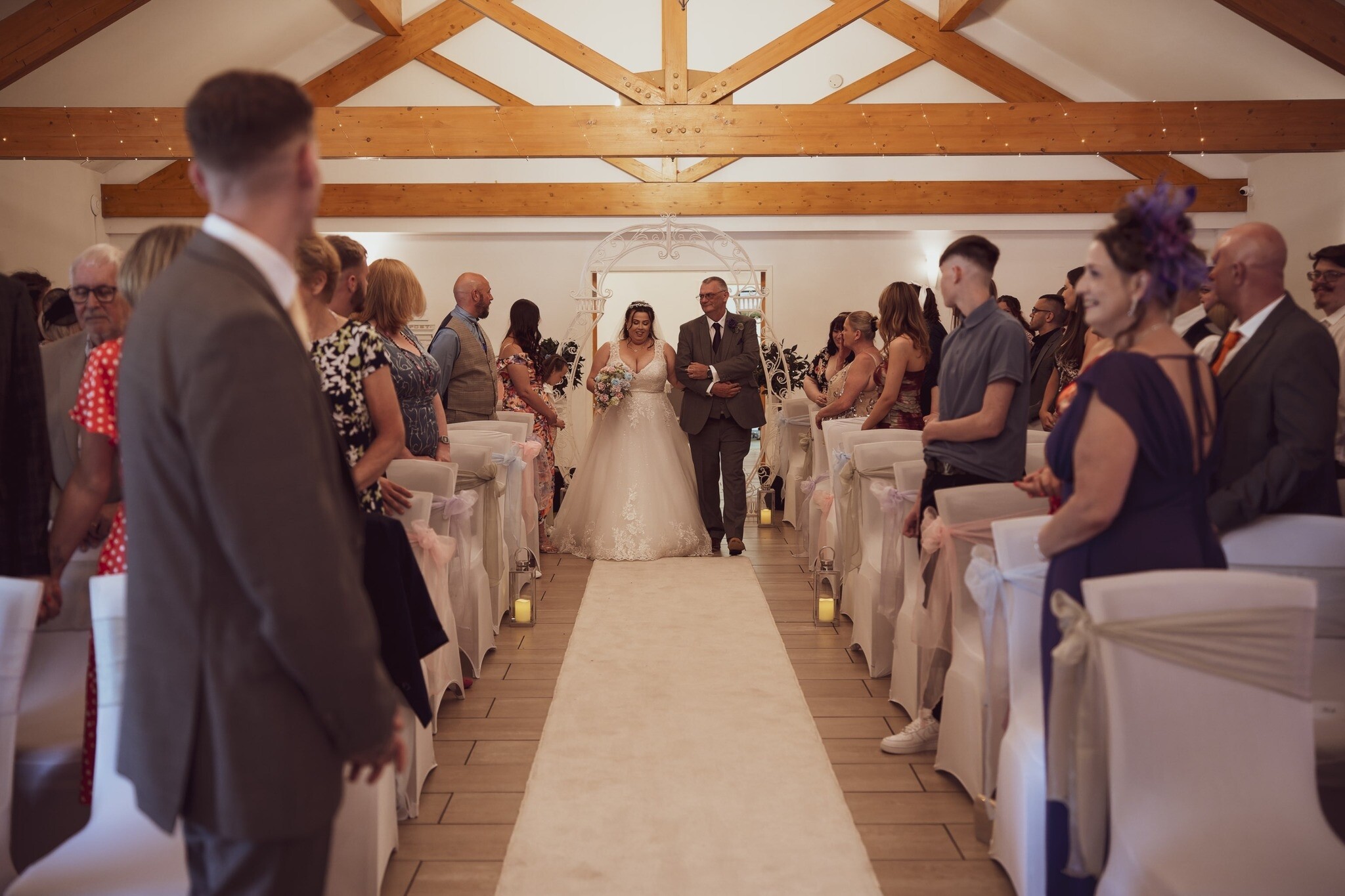 Wedding ceremony inside Draycote Hotel, Warwickshire