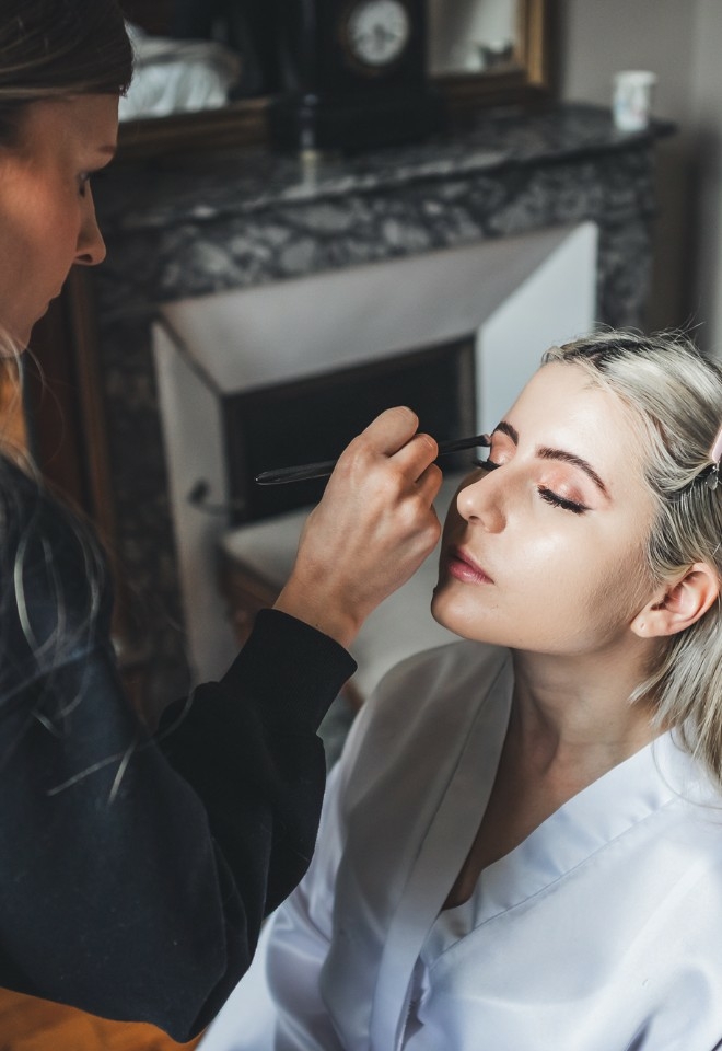 Wedding makeup at the styled shoot at Chateau Vary