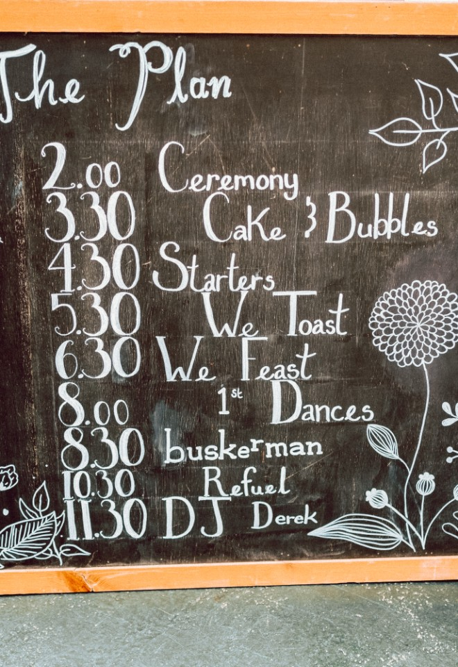 Wedding order of the day