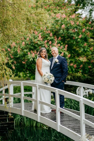 Bride and groom on High House bridge